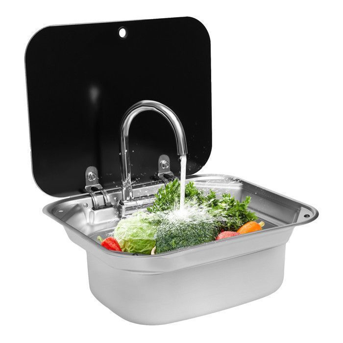 Pompe à Eau à Pied Manuelle – 8,7 L/min, Noir – Pour Camping-car, Caravane, Bateau, Cuisine Extérieure – Sortie Flexible 12 Mm