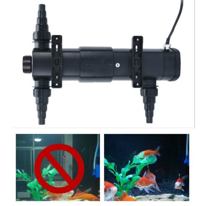 Stérilisateur UV 13W Pour Aquarium Avec Minuterie - Clarificateur D'Eau Contre Algues Et Bactéries - Pour Filtre, Bassin, Piscine - 6