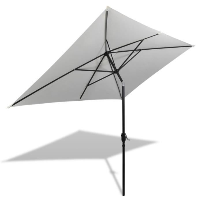 Parasol carré Acier blanche 200 x 300 cm Parasol de jardin plage