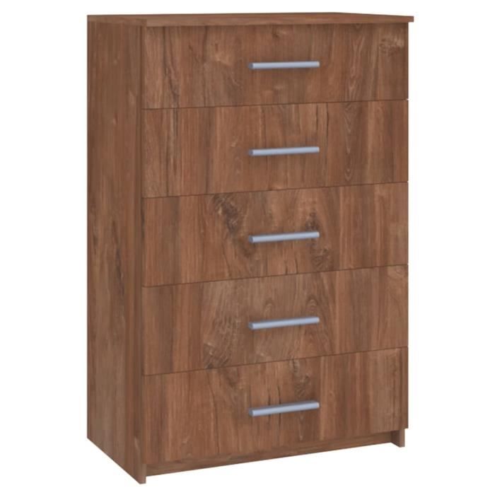 STAR®4449 MODERNE Commode Chêne marron 71x35x108 cm - Cdiscount Maison