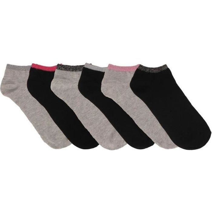 Chaussettes courtes à paillettes femme lot de 6 Couleur - Gris