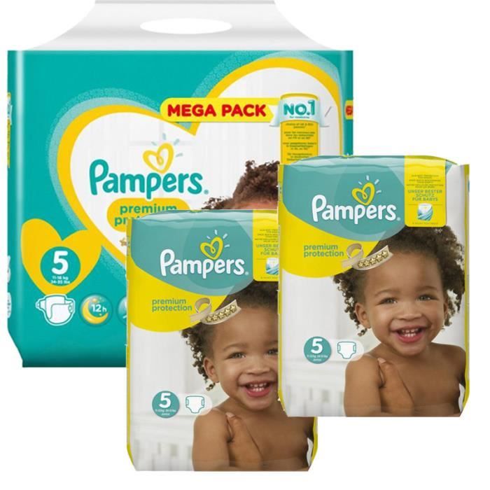 130 x couches bébé Pampers Taille 5 premium protection Cdiscount