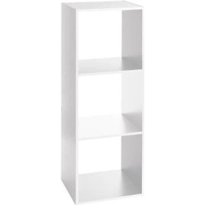Etagère en panneaux de particules 3 cases blanc - Dim : L.34 4 x P.32 x H.100 5 cm
