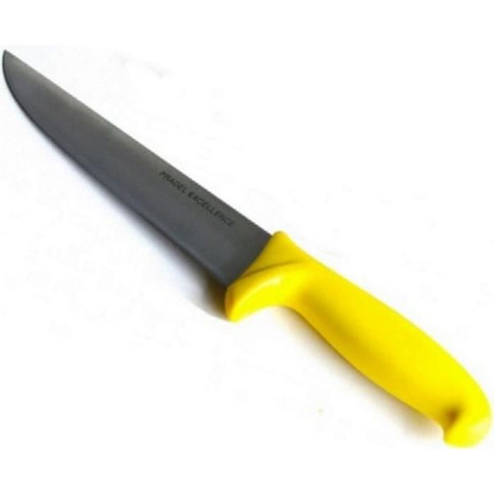 1 COUTEAU DE BOUCHER 21 CM JAUNE ACIER INOXYDABLE USTENSILE CUISINE