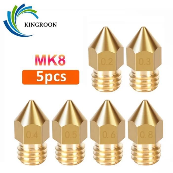 5 pièces MK8 buse 0.2mm 0.4mm 0.5mm 0.6mm 0.8mm 1.0mm imprimante 3D partie  extrudeuse M6 filetage buse en laiton - 0.8mm 3mm[B] - Cdiscount  Informatique