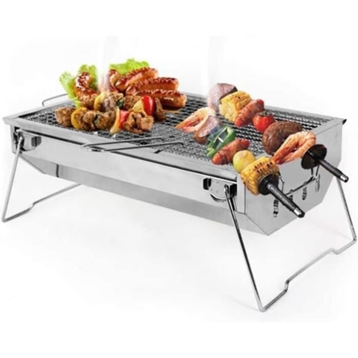 Barbecue Pliant Camping En Acier Inoxydable - Gril Portable à Charbon De Bois - Pratique Et Compact