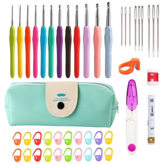 Gearmax Lot De 20 Aiguilles à Tricoter Multicolores - 10 Tailles En Plastique Et Métal