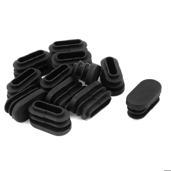 Patins pour meubles SOURCING MAP 12pcs Bouchon Pied chaise Embout Cap Jambe Tube Table Protection noir plastique ovale 15mmx30mm