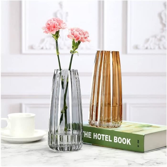 Ericotry Vase En Verre Soufflé Transparent – Vase Oblique Tige Unique 25 Cm – Déco Minimaliste Maison & Mariage