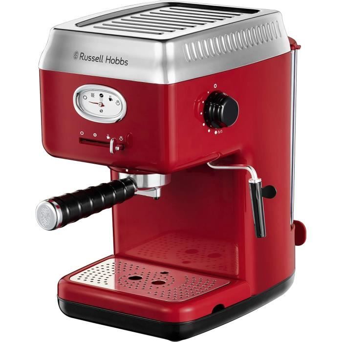 Russell Hobbs Machine expresso [Porte-filtre, Thermobloc] Retro Rouge ...