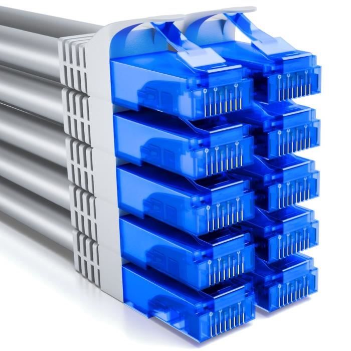 Câble Réseau Cat6 RJ45 - 1m Jaune - Lot De 10 - Ethernet Gigabit