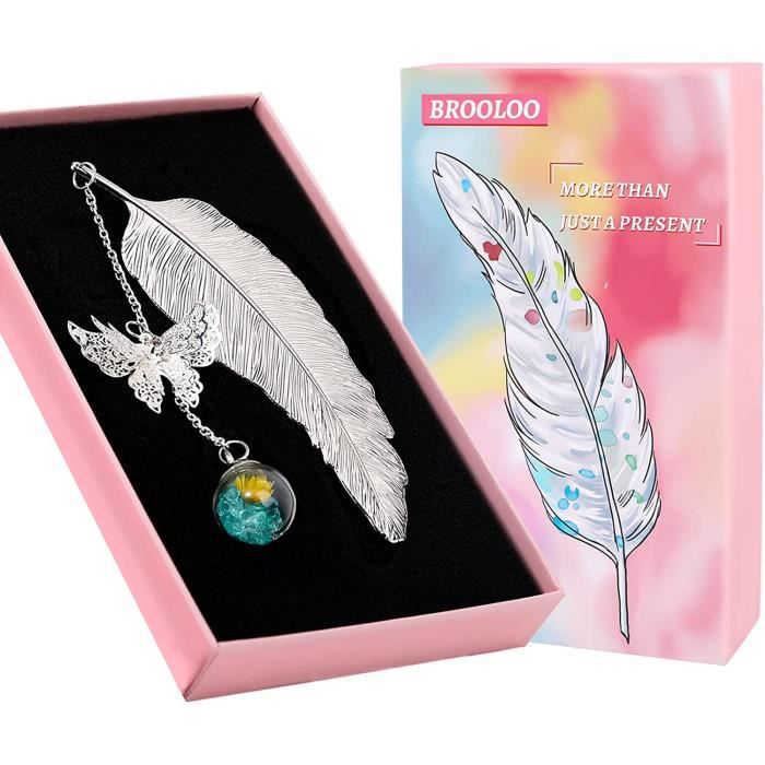 YHH Marque Page Métal Cadeau Femme Utile, Signets Marque Page Métallique Avec Gravé, Papillons 3D, Pendentif Arbre Fleur, Signets Livres Idee Cadeau Noel Original Pour Couple Petite Amie Copine Fille