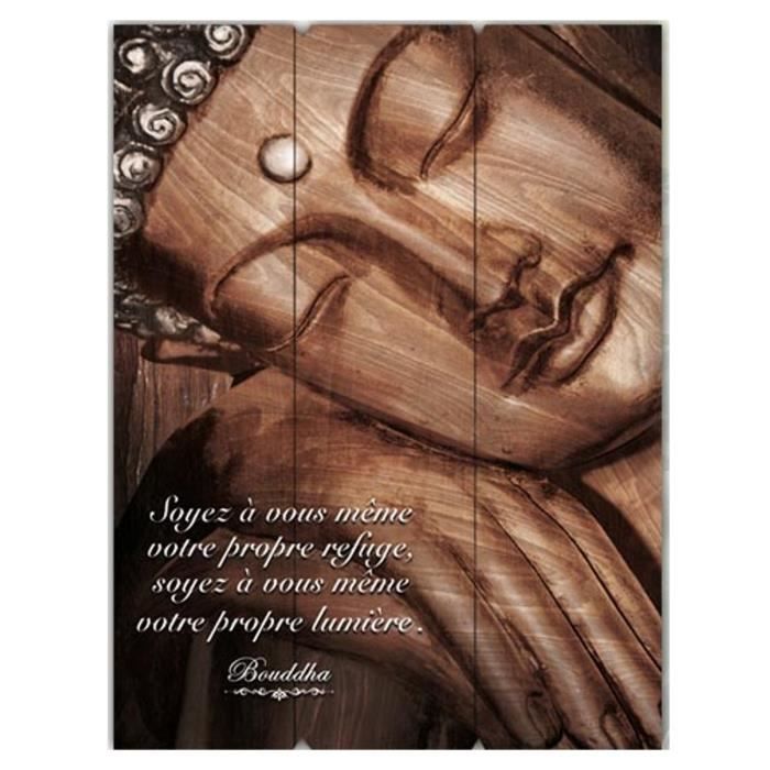 Cadre Bouddha Bois Avec Citation Soyez A Vous Meme Votre Propre Refuge Achat Vente Tableau Toile Cdiscount