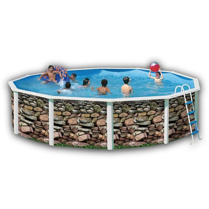 TOI MUR Piscine hors sol en acier circulaire / ronde 640 x 120 (Kit complet piscine Filtre Skimmer et &eacute;chelle) 
