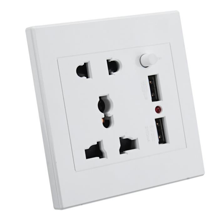 DC5V 10A 3 Ports USB 2.0 Prise Socket Chargeur Plaque Panneau Mural Alimentation