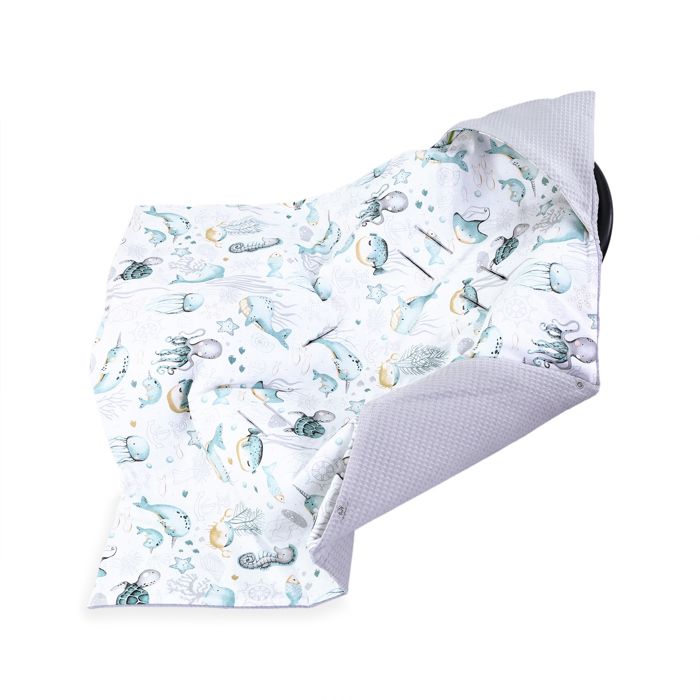Couverture bébé siège bébé - couverture landau 90x90 cm poussette Animaux aquatiques gris Nid d'ange