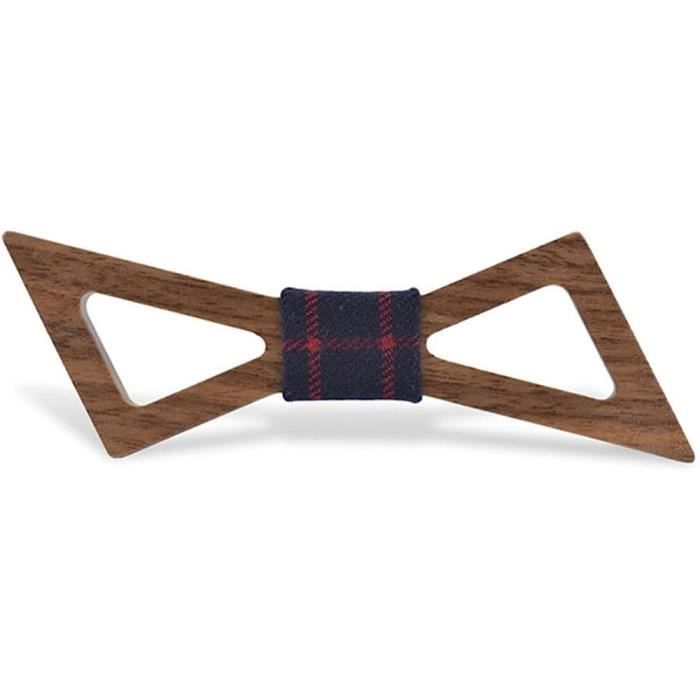 GIVBRO Nœud papillon vintage en bois pour homme - Accessoires pour fête - Décoration de costume de chemise (#A