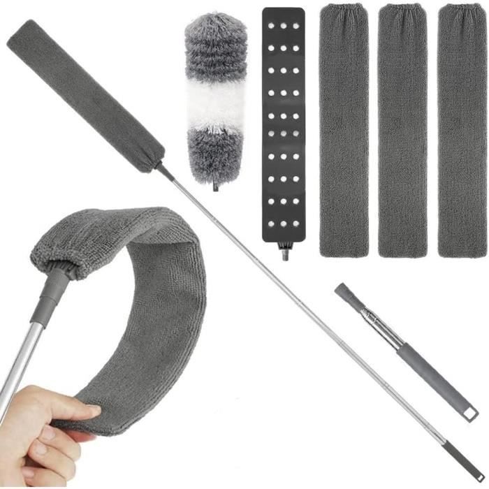 Kit Plumeau Anti-poussière 55 Pièces - 1 Manche Télescopique + 54 Recharges - Nettoyage Poussière, Poils