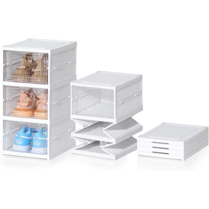 Boîtes De Rangement à Chaussures VILLFUL - 31.5x21x11 Cm - Transparentes, Empilables - Pour Placard, Sous Le Lit, Organisation
