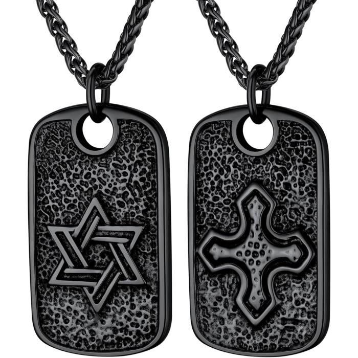 David Tuttle Rune Collier Homme Étoile de David Plaque Viking Runes Runes Symboles ...