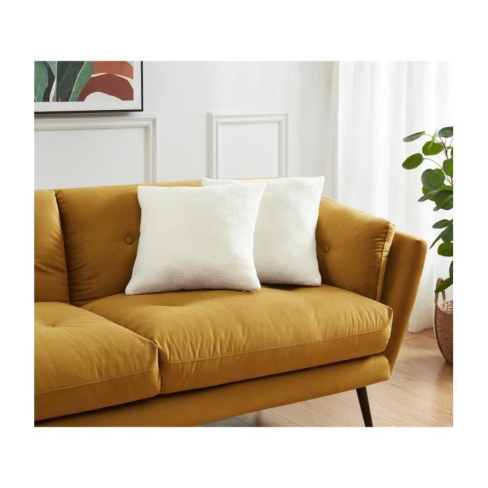 Lot de 2 coussins en tissu bouclette - 45x45 cm - Blanc - KINNA
