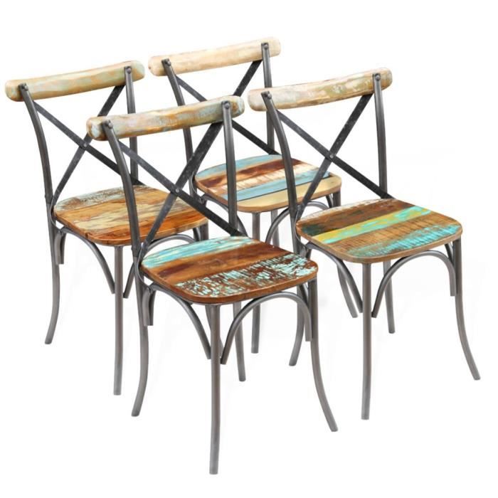 chaises de salle à manger - vidaxl - bois recyclé - style vintage