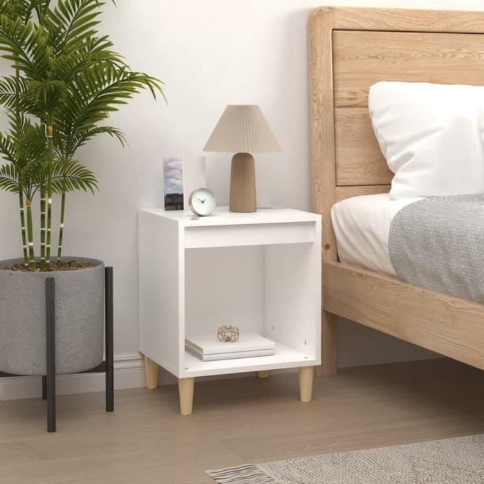 821858 vidaXL Table de chevet Blanc 40x35x50 cm Bois d’ingénierie