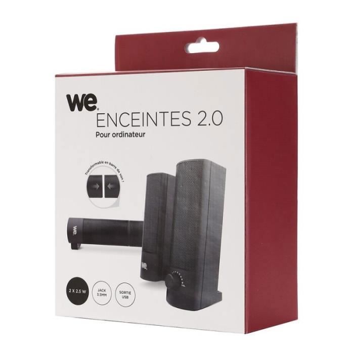 WE Pack d'Enceinte Barre de Son pour PC 2 x Modulable Equipé d'un Port USB Jack Stéréo 3 5mm avec un Interrupteur OnOff en Facade Neuf - vue 4