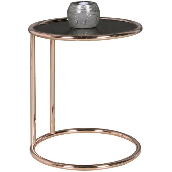table d'appoint en métal et verre - wohnling - ø 45 cm - noir - classique - intemporel