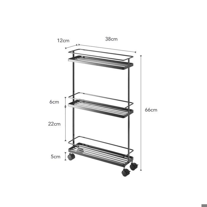 Desserte de cuisine sur roulettes 38 x 12 x 66 cm Slim