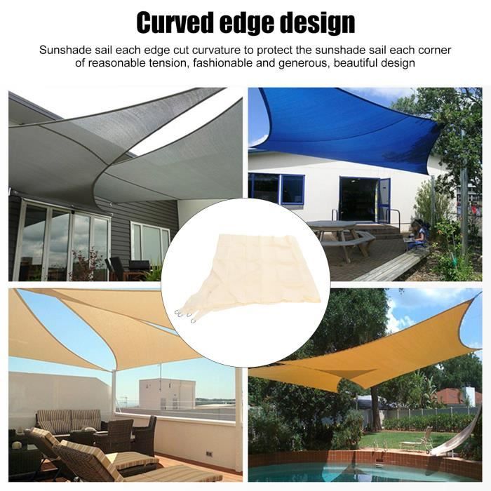 Voile D'ombrage Extérieur 2x3m - PE Imperméable, Vert Foncé - Pour Terrasse, Balcon, Camping, Niche - 7