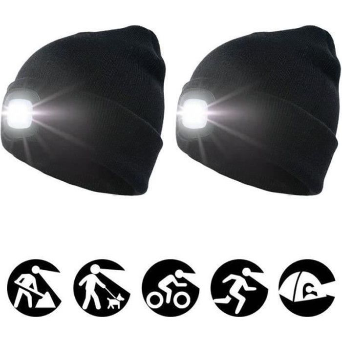 Bonnet Bluetooth Avec Lumière LED - Taille Unique Unisexe - Rechargeable USB - Coton Noir - Neuf Avec étiquettes