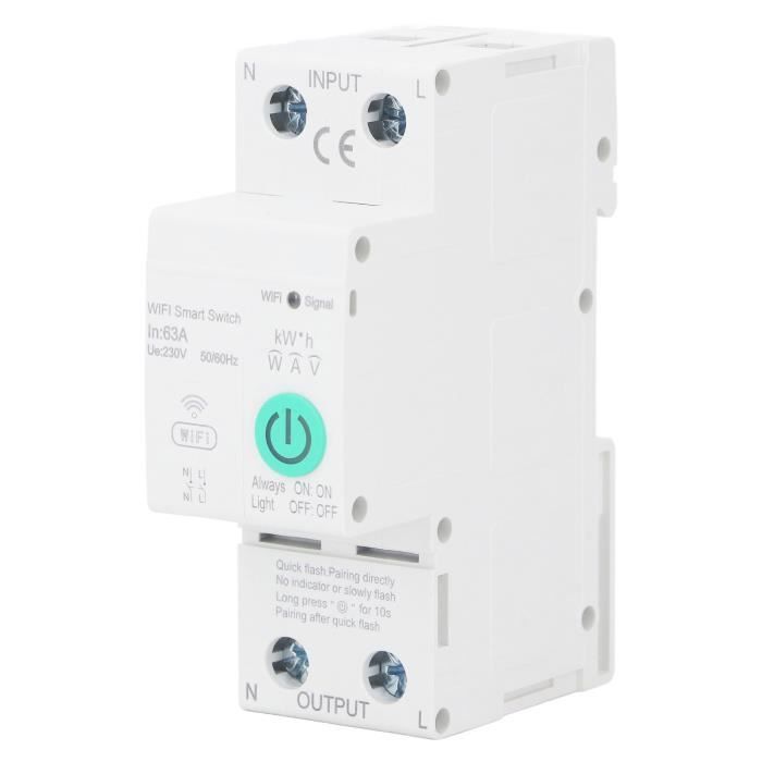 Disjoncteur Différentiel Intelligent WiFi DEWIN DEWD9L-W - 4P 63A 30mA 400V - Reclenchement à Distance Via Appli - Pour Maison Connectée