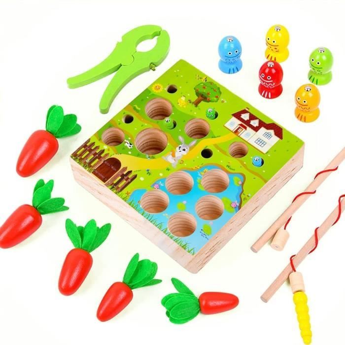 Jouet Bebe Jouet En Bois Enfant 1 2 3 Ans Jouets D Eveil Educatif De Carotte Jeu De Peche Magnetique Jeux Stack Tri De Ferme Cdiscount Maison