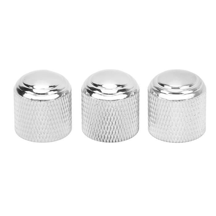 Lot De 4 Boutons Potentiomètre Volume 6mm Pour Basse Ou Guitare – Finition Argentée