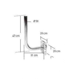 Bras Coudé Déport 60 Cm Acier Pour Antenne Parabole - Fixation Murale Robuste