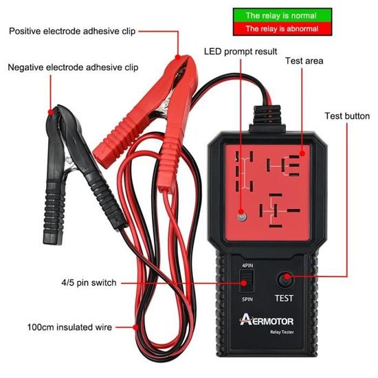 Testeur De Relais Voiture Sans Fil 12V/24V OBDResource - Diagnostic 4 Et 5 Broches Pour 10 Relais
