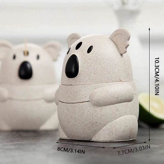 Distributeur De Cure-dents - Koala - Automatique - Fibre De Blé - Design Unique - Pratique Et Hygiénique - Maison