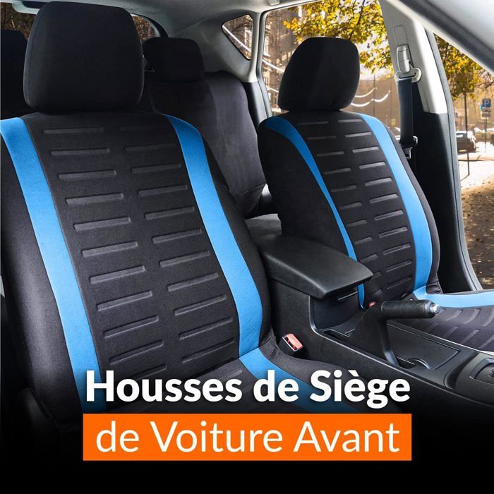 Housses De Siège Auto Universelles (avant + Arrière) - En Cuir PU Antidérapant, étanches Et Respirantes, Couleur Bleu