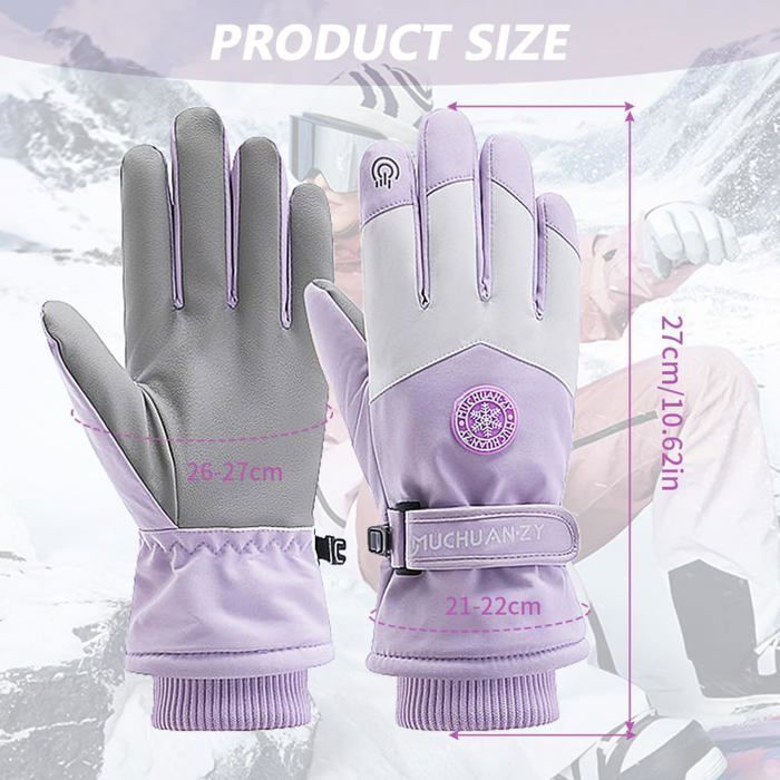 Ryaco Gants de Ski Chauds, Coupe-Vent, imperméables, avec Doublure Thermique pour écran Tactile, antidérapants, pour Le Travail, Le Cyclisme, la Moto, Le Snowboard, l'extérieur (Moyen
