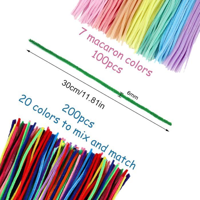 TOAOB 100pcs Fil Chenille Tiges de Fils Chenille Violet Cure Pipes Cleaner Couleurs Assorties Cleaners Crafts Set 6mm x 300mm pour DIY Artisanat Décoration Fournitures Loisirs Creatifs
