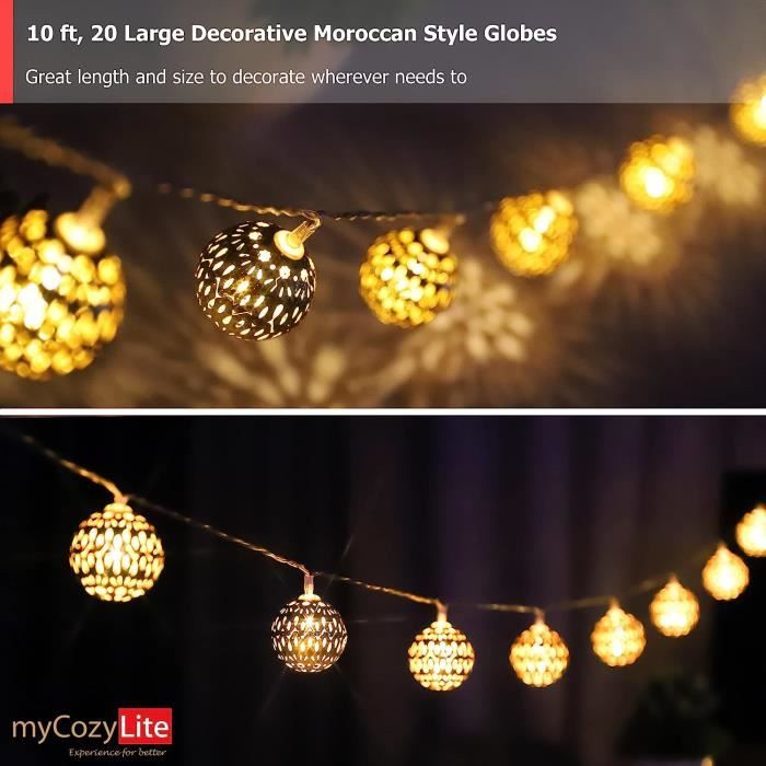 Guirlande Lumineuse LED 10 Mini Boules Marocaines à Piles –