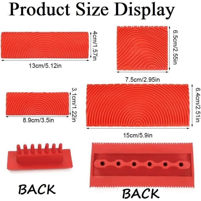 Peinture Grain De Bois Caoutchouc Kit 4 Outils à Grain De Bois - Pour Effet Bois Sur Murs Et Sols - Caoutchouc Souple Venalegno Professionale