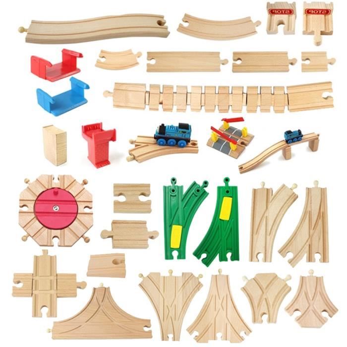 Piste de déformation de couleur Ensemble de rails de Train en bois de hêtre  pour enfants, composants de voie - Cdiscount Jeux - Jouets