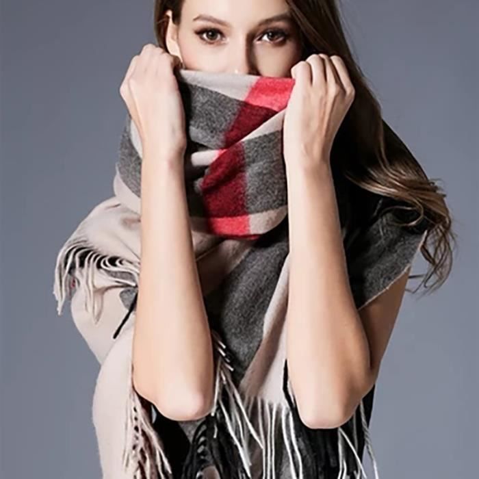 Foulard en cachemire pour femme, cache-nez, grande couverture classique à  carreaux, châle doux et chaud, vente en gros, collection automne et hiver