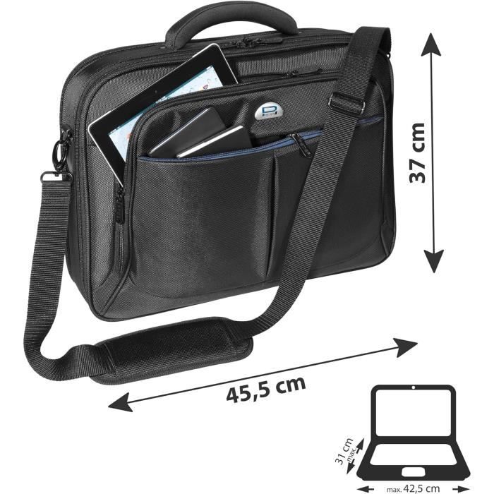 Housse Ordinateur Portable PEDEA - Jusqu'à 17,3 Pouces - Sac Bandoulière Avec Cadenas - Noir - Multi-compartiments