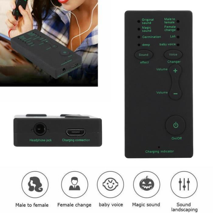 Changeur De Voix Portable - Carte Son Avec 11 Effets | Plug & Play | Compatible Streaming, Jeux, Karaoké | Écran Couleur