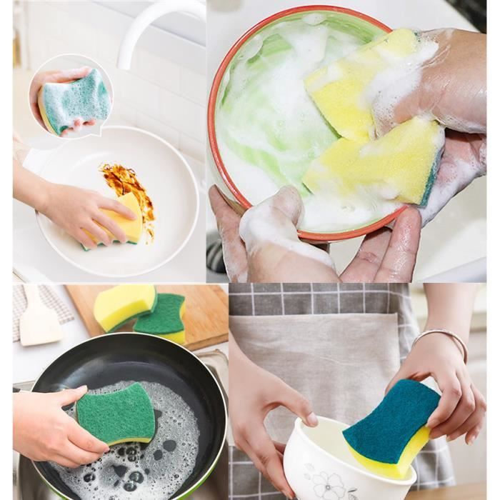 Éponges à récurer, Eponge Lavable 8 pcs + 2 Chiffon Microfibre, tampons à  récurer de cuisine en microfibre, éponges double face, réutilisables :  : Cuisine et Maison