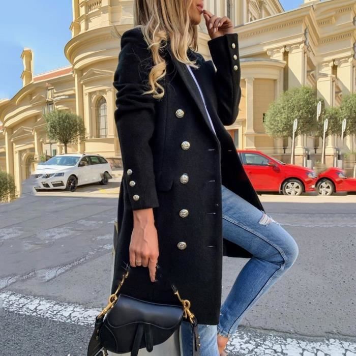 Manteau noir pour femme shop