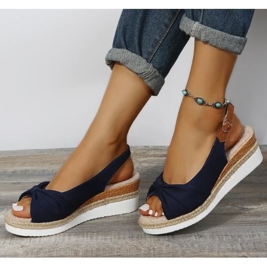 Escarpin Femmes mode Simple Chaussures talons compens s bleu